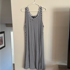 3X Style & Co. Navy and White Striped Sleeveless Dress
